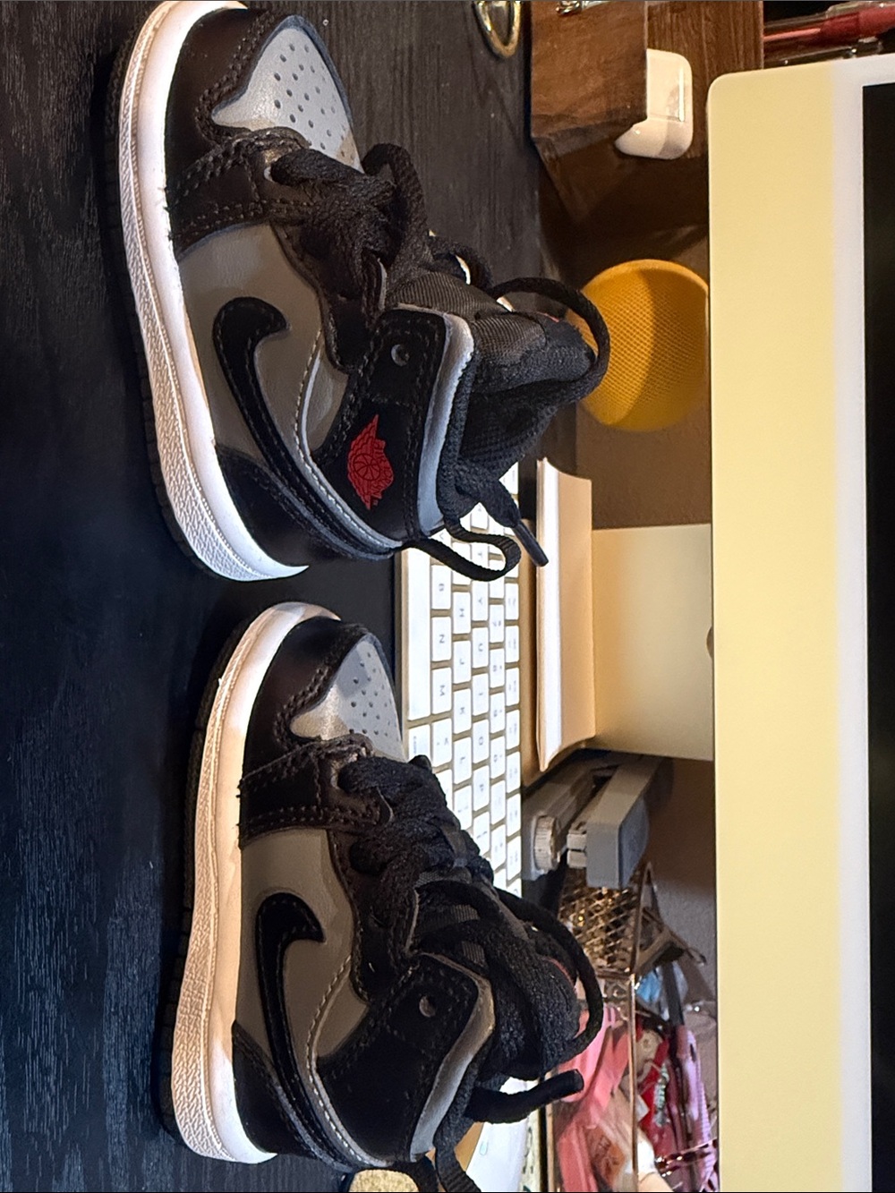 Kids Black and Gray High-Top Sneakers